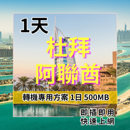 【實體卡】杜拜網卡 阿聯酋網卡 單天數 純上網 轉機使用 不斷網 獨家轉機方案【SIM26】