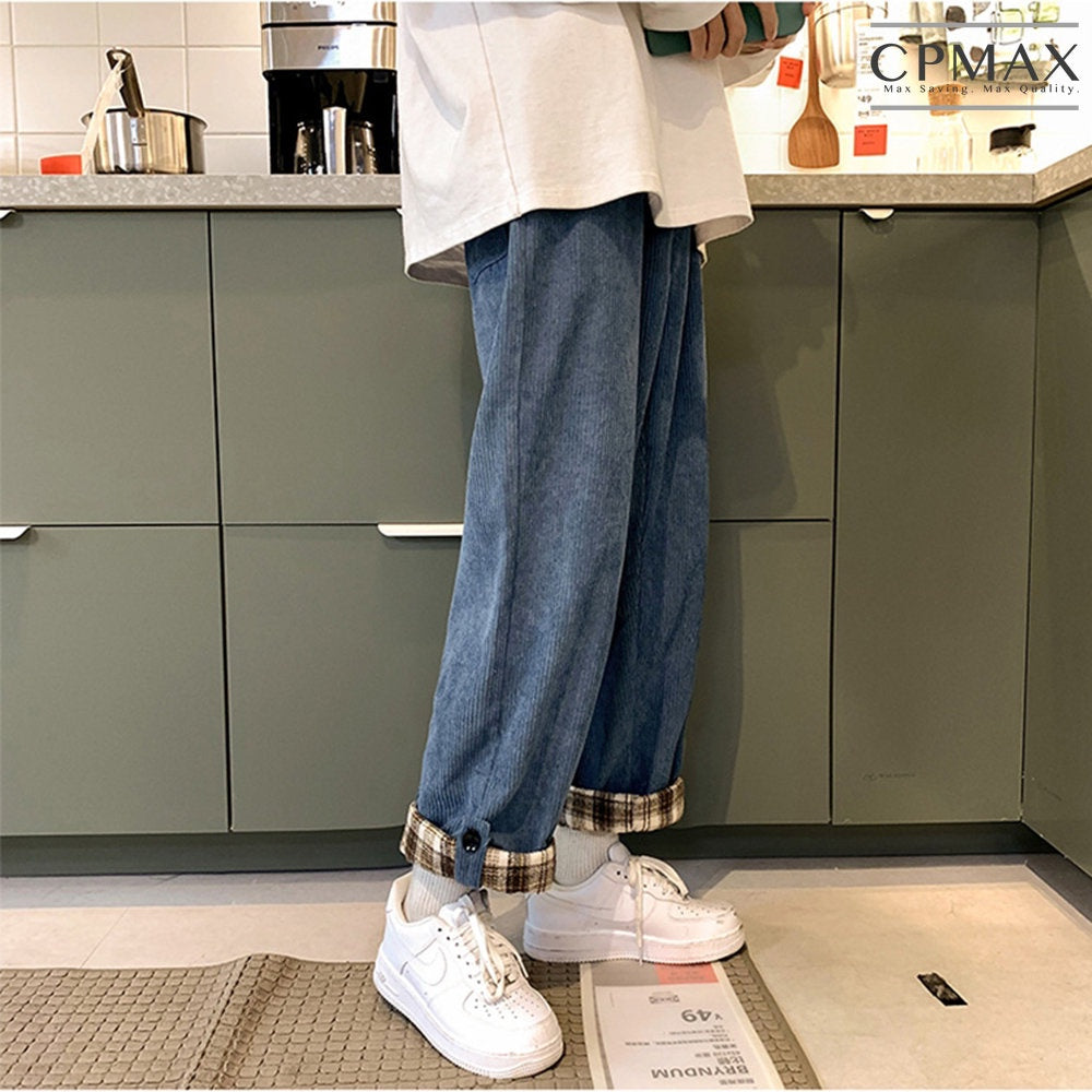 Korean corduroy rolled hem trousers wide-leg pants [P117]