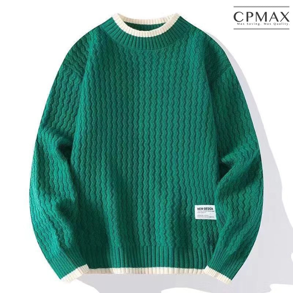 Korean style lazy style label round neck sweater casual versatile knitted sweater [C244]