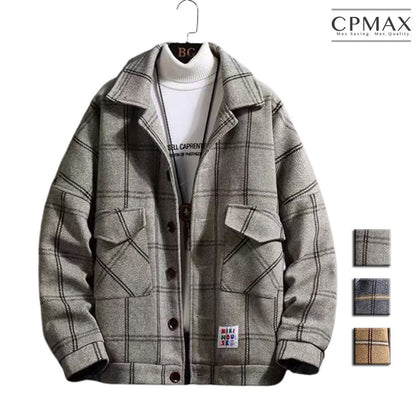 Korean style autumn and winter woolen plaid thickened jacket trendy jacket [C228]