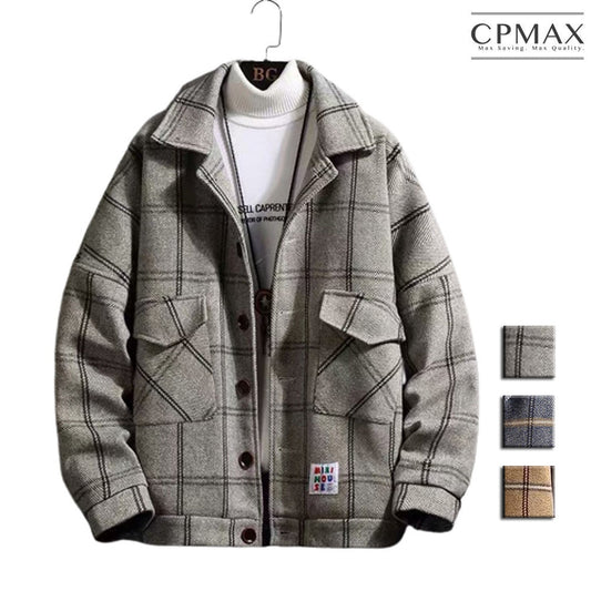 Korean style autumn and winter woolen plaid thickened jacket trendy jacket [C228]