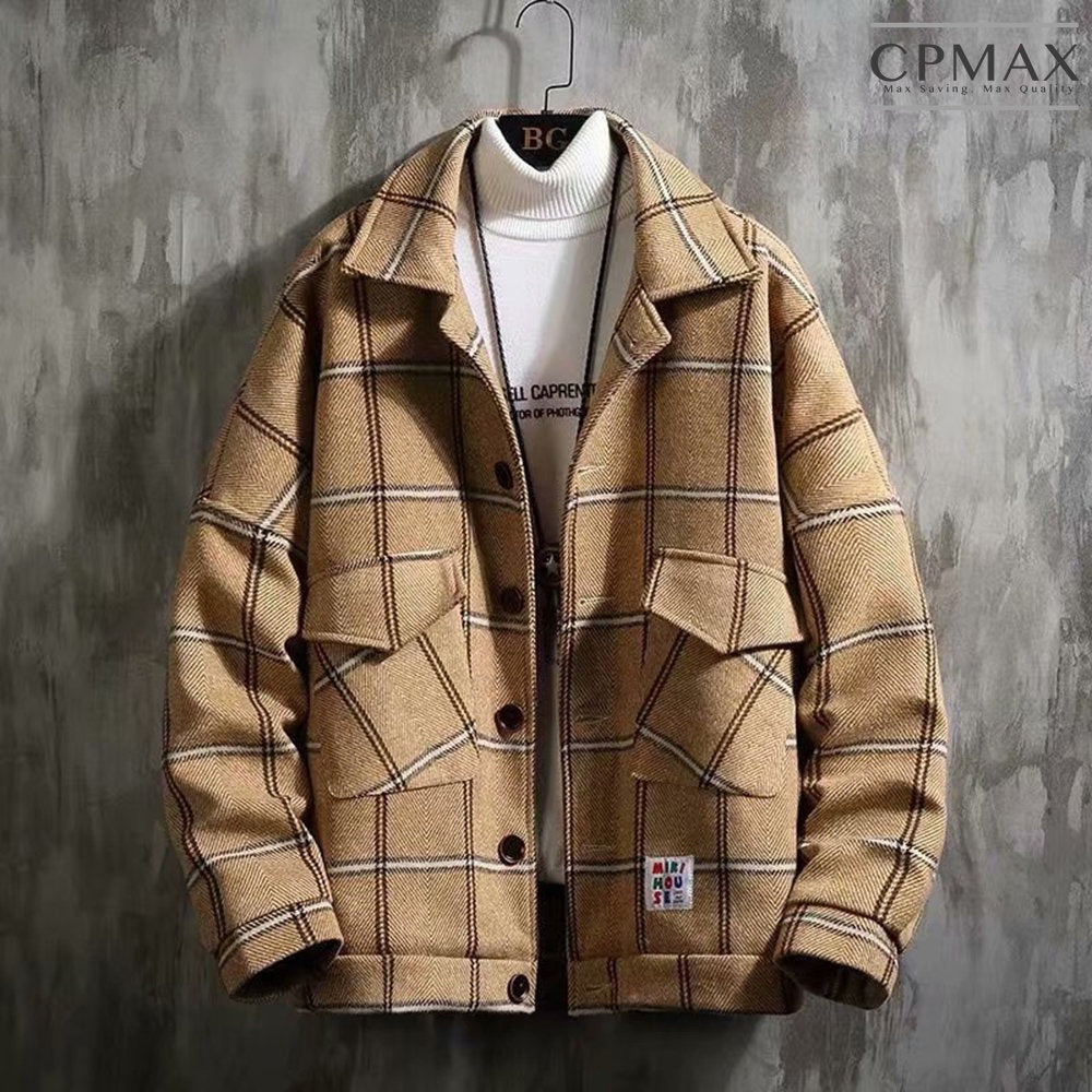 Korean style autumn and winter woolen plaid thickened jacket trendy jacket [C228]