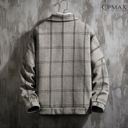 Korean style autumn and winter woolen plaid thickened jacket trendy jacket [C228]